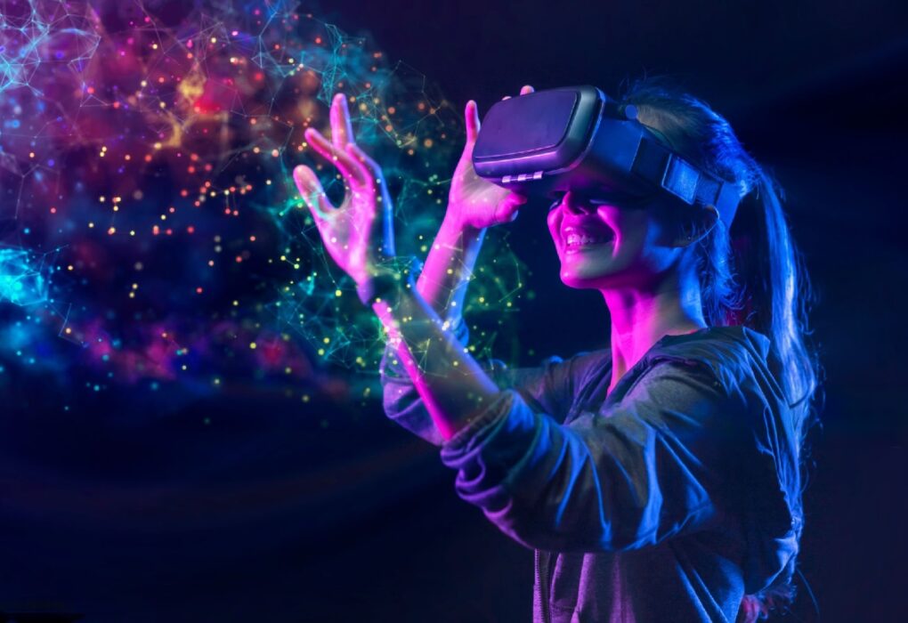 Image of girl viewing in VR