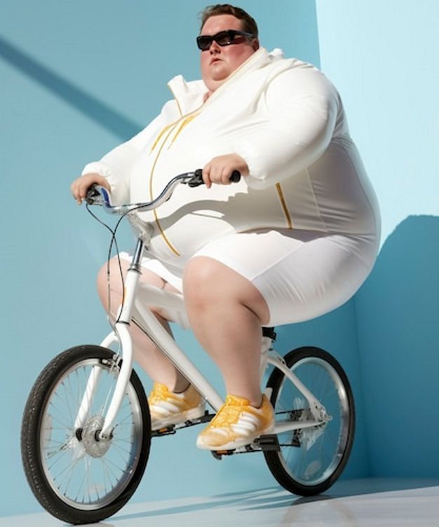 png image of fatty person on bicycle